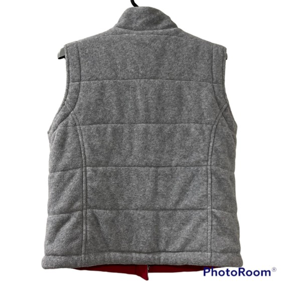 TOMMY HILFIGER Reversible Fleece Winter Vest Gray Pink Vest Pockets Size Medium - Picture 2 of 12